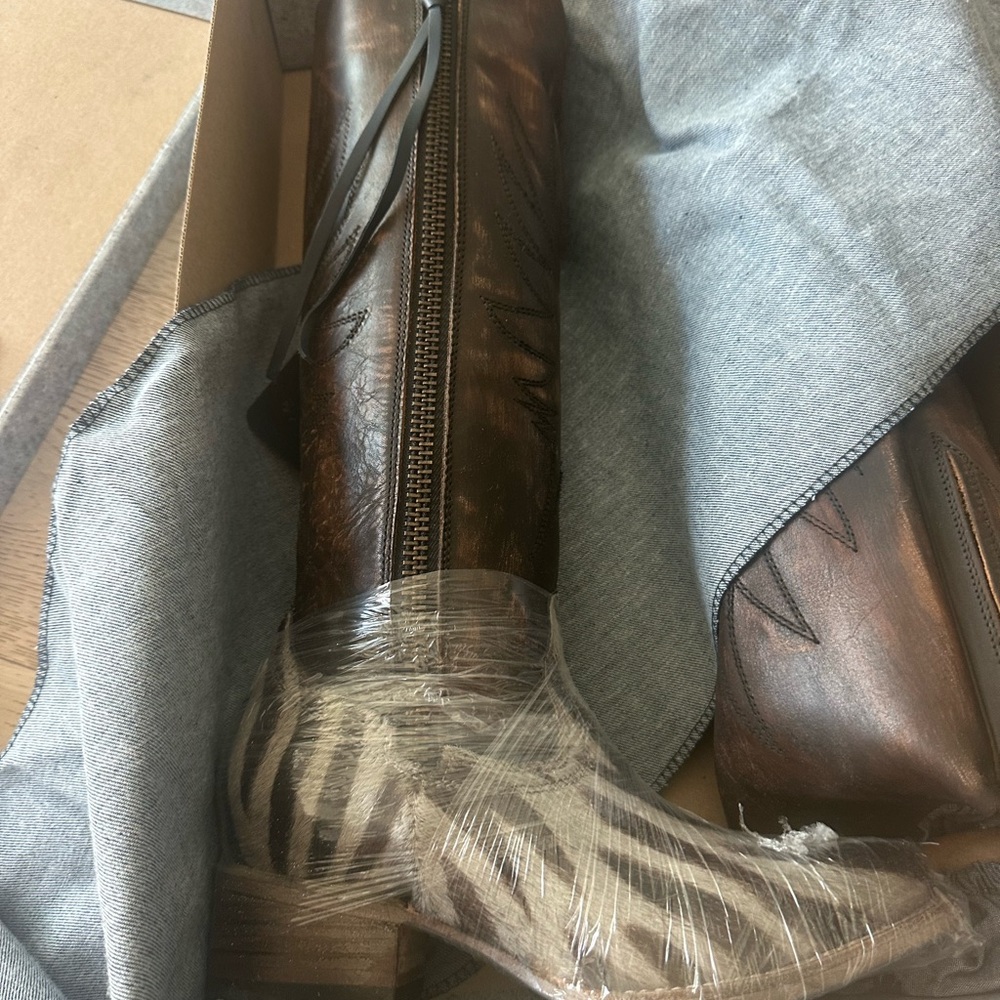Freebird by Steven OG Whisper Boots in Brown Multi Animal Print Calf Hair BNIB - Picture 6 of 13
